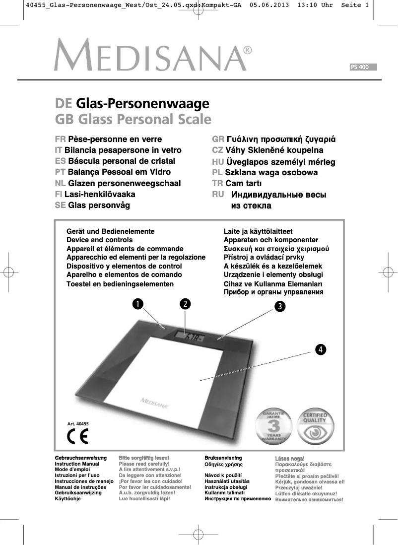 Page n°1 - Manuel utilisateur Medisana PS400