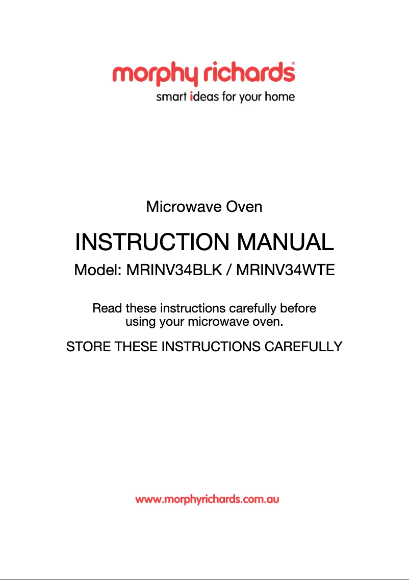 Page 1 de la notice Manuel utilisateur Morphy Richards MRINV34BLK