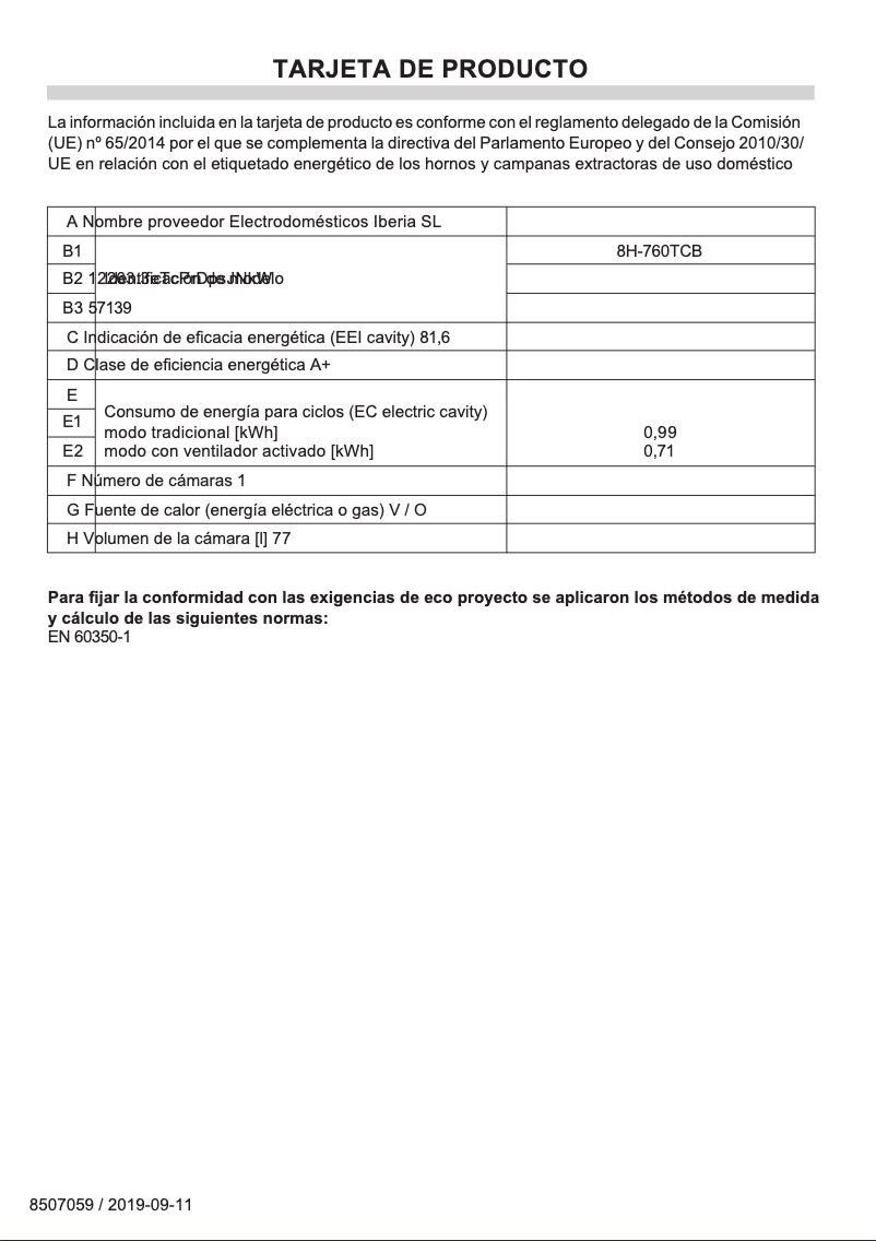 Image de la première page du manuel de l'appareil 8H-760TCB
