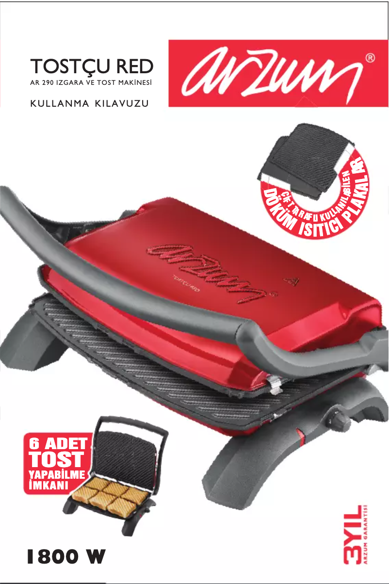 Page 1 de la notice Manuel utilisateur Arzum AR290