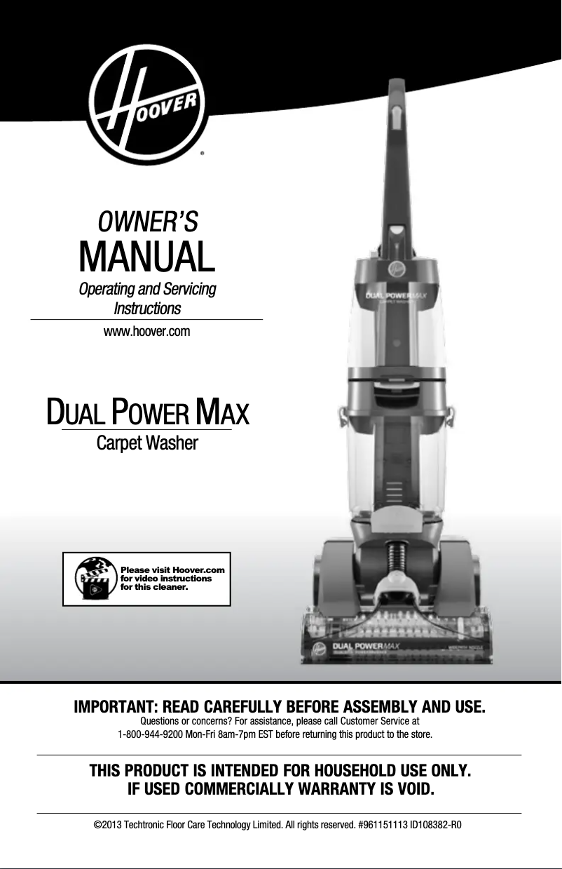 Page 1 de la notice Manuel utilisateur Hoover Dual PowerMax FH51000