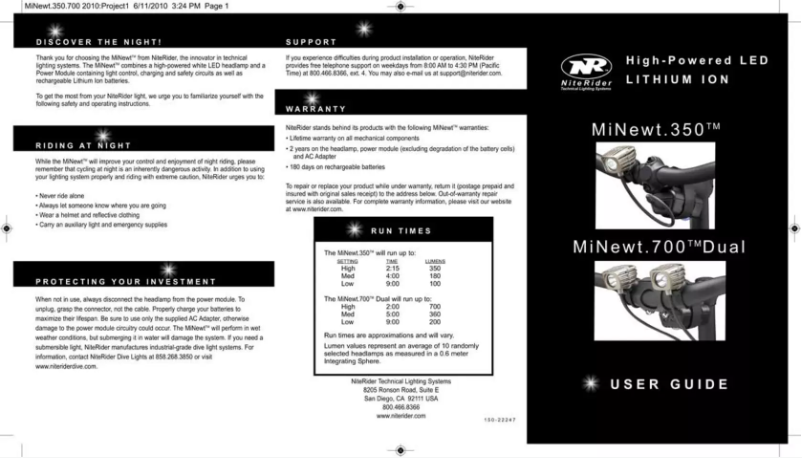 Page n°1 - Manuel utilisateur NiteRider MiNewt 700 Dual