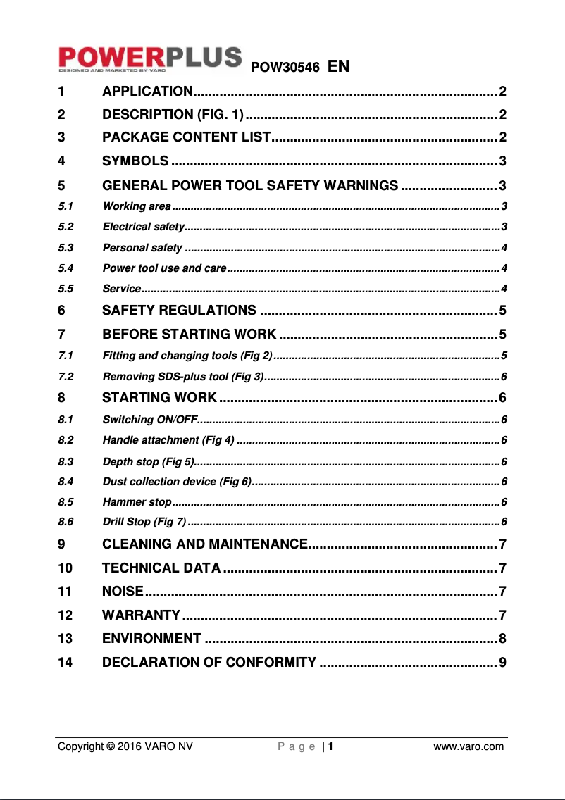 Page 1 de la notice Manuel utilisateur PowerPlus POW30546
