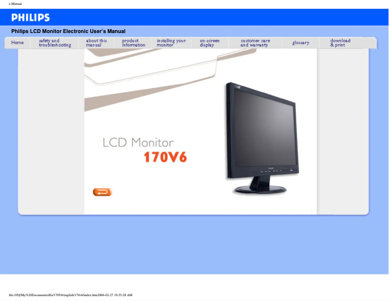 Image de la première page du manuel de l'appareil 170V6FB