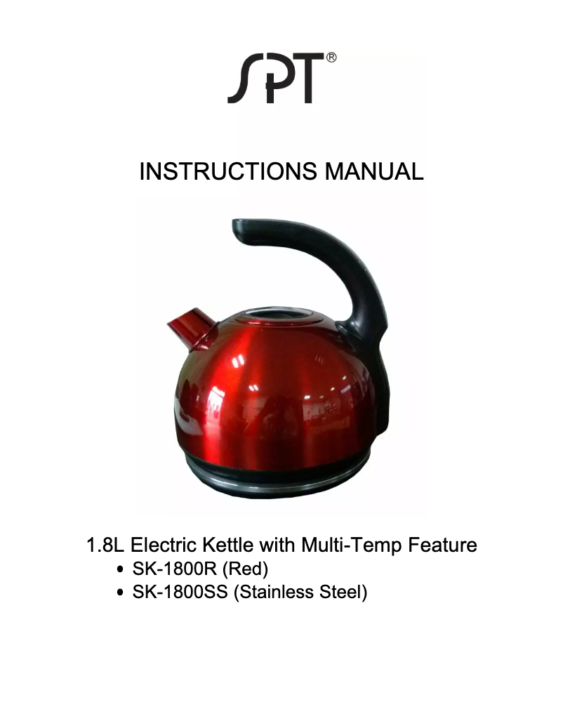Image de la première page du manuel de l'appareil SK-1800R