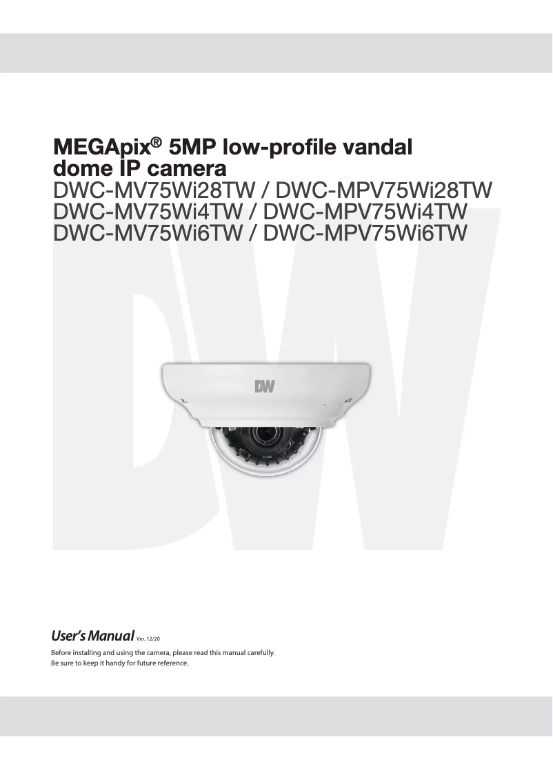 Image de la première page du manuel de l'appareil MegaPix IVA+ DWC-MPV75WI28TW