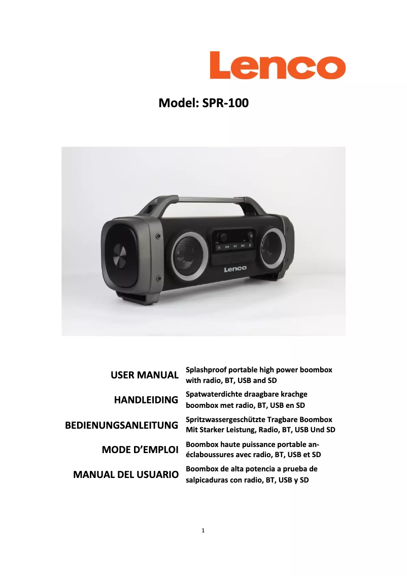 Image de la première page du manuel de l'appareil SPR-100