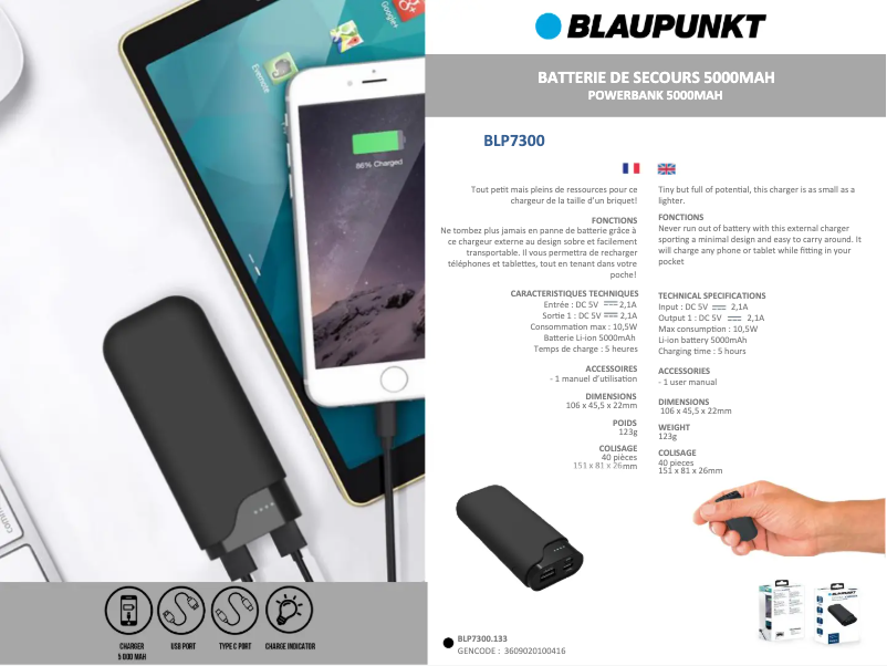 Image de la première page du manuel de l'appareil BLP7300