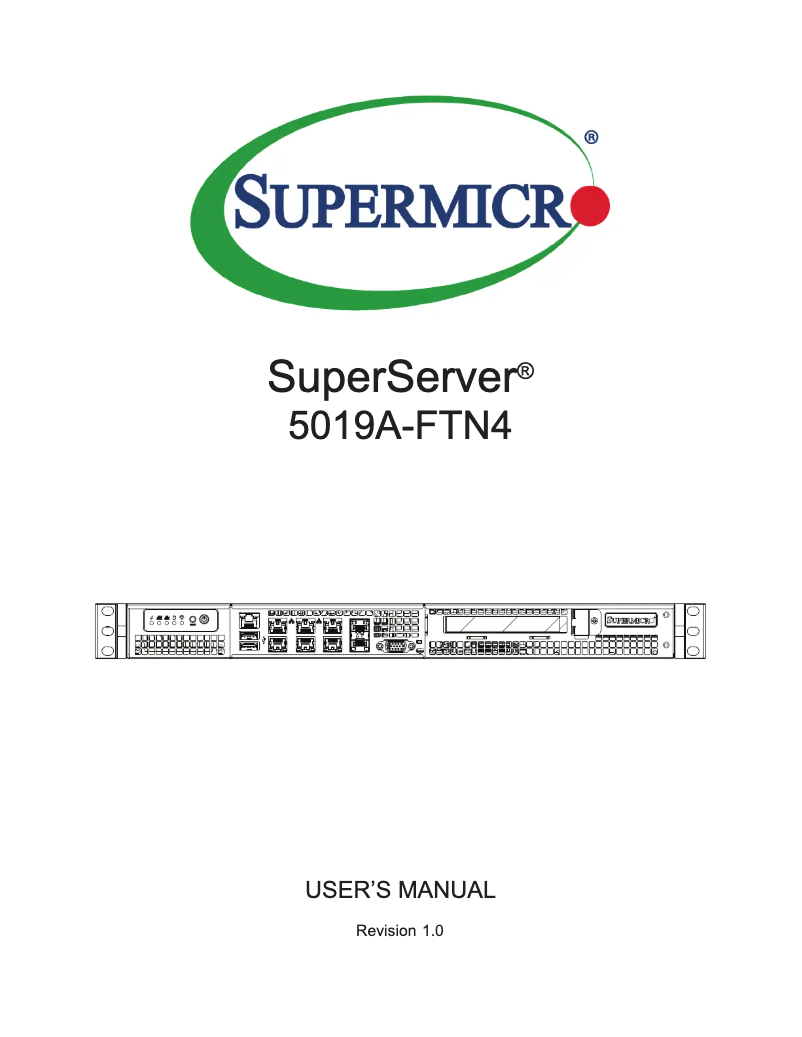 Page 1 de la notice Manuel utilisateur Supermicro SuperServer 5019A-FTN4