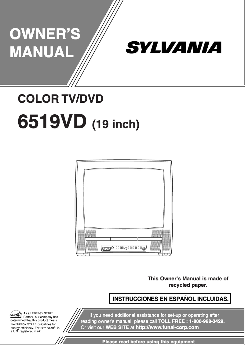 Page 1 de la notice Manuel utilisateur Sylvania 6519VD