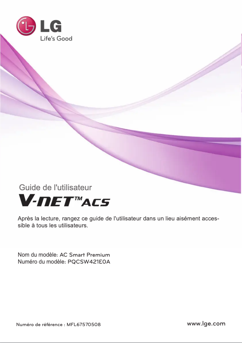 Page n°1 - Manuel utilisateur LG PQCSW421E0A