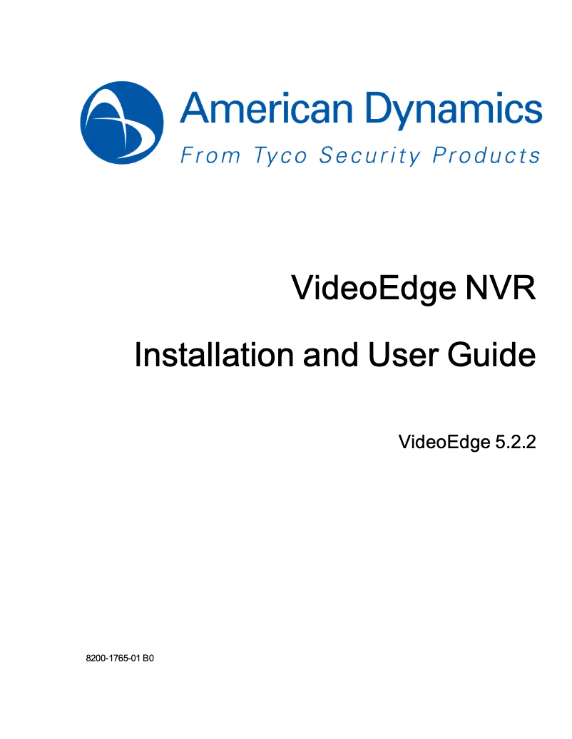 Page n°1 - Manuel utilisateur American Dynamics VideoEdge