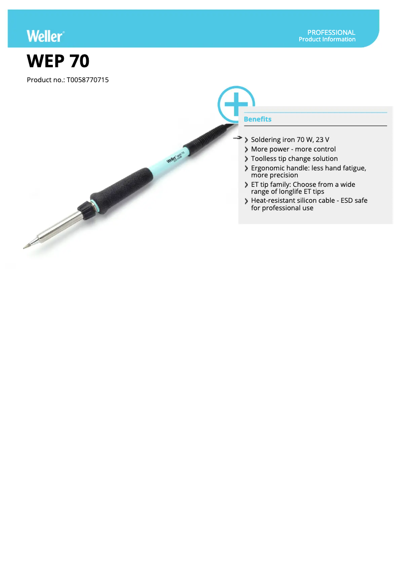 Image de la première page du manuel de l'appareil WEP 70