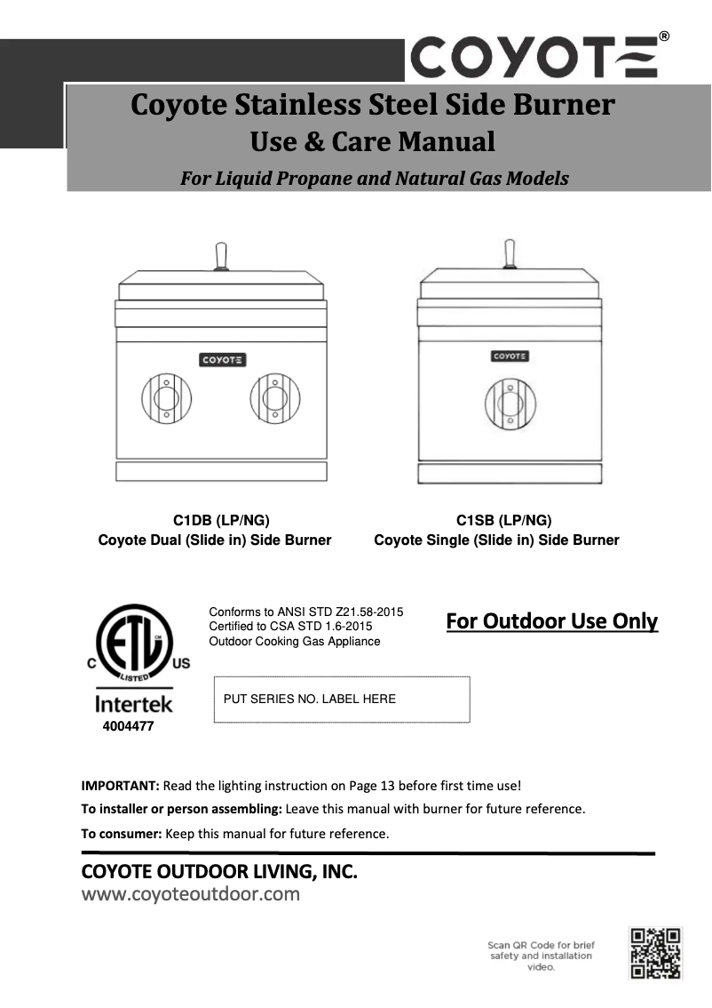 Image de la première page du manuel de l'appareil C1DB