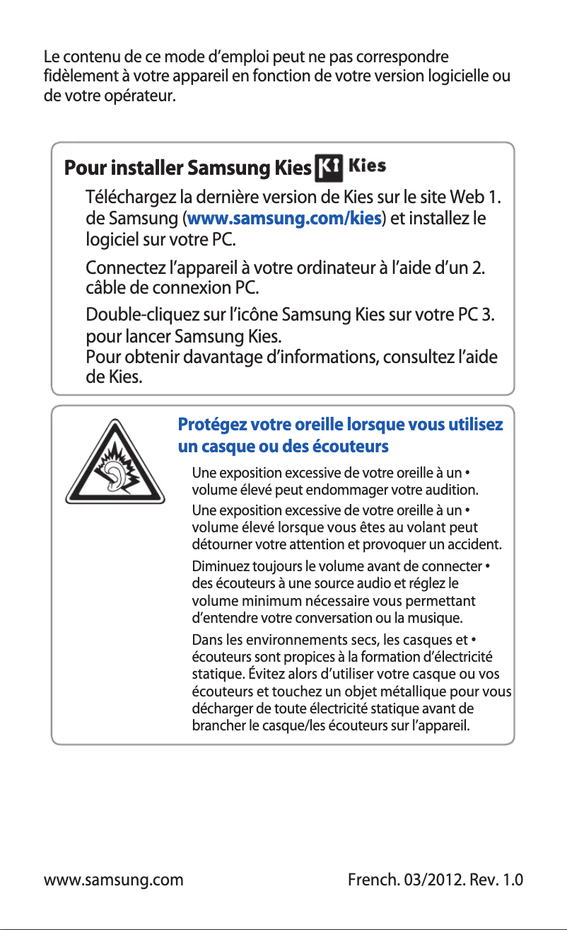 Image de la première page du manuel de l'appareil Galaxy Mini II GT-S6500D