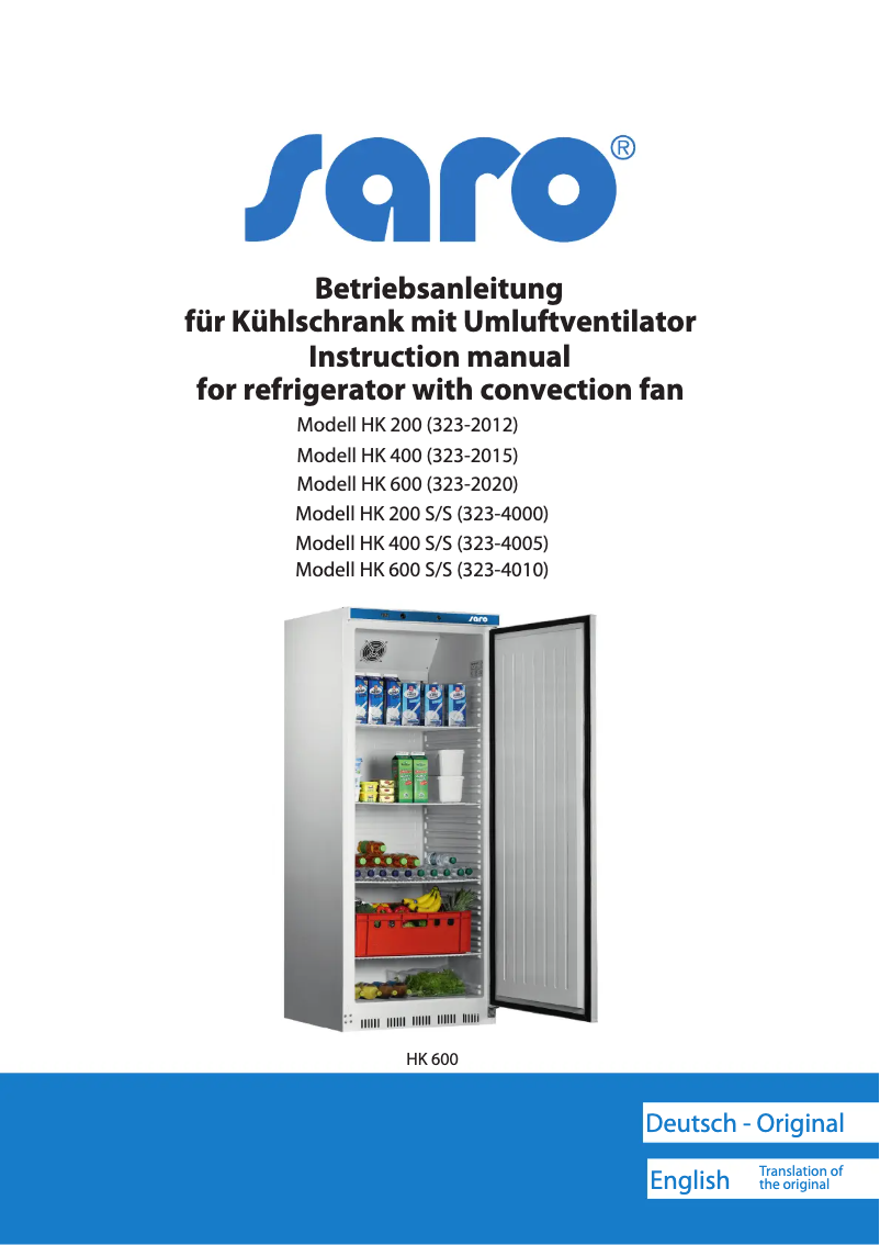 Page 1 de la notice Manuel utilisateur Saro HK 600