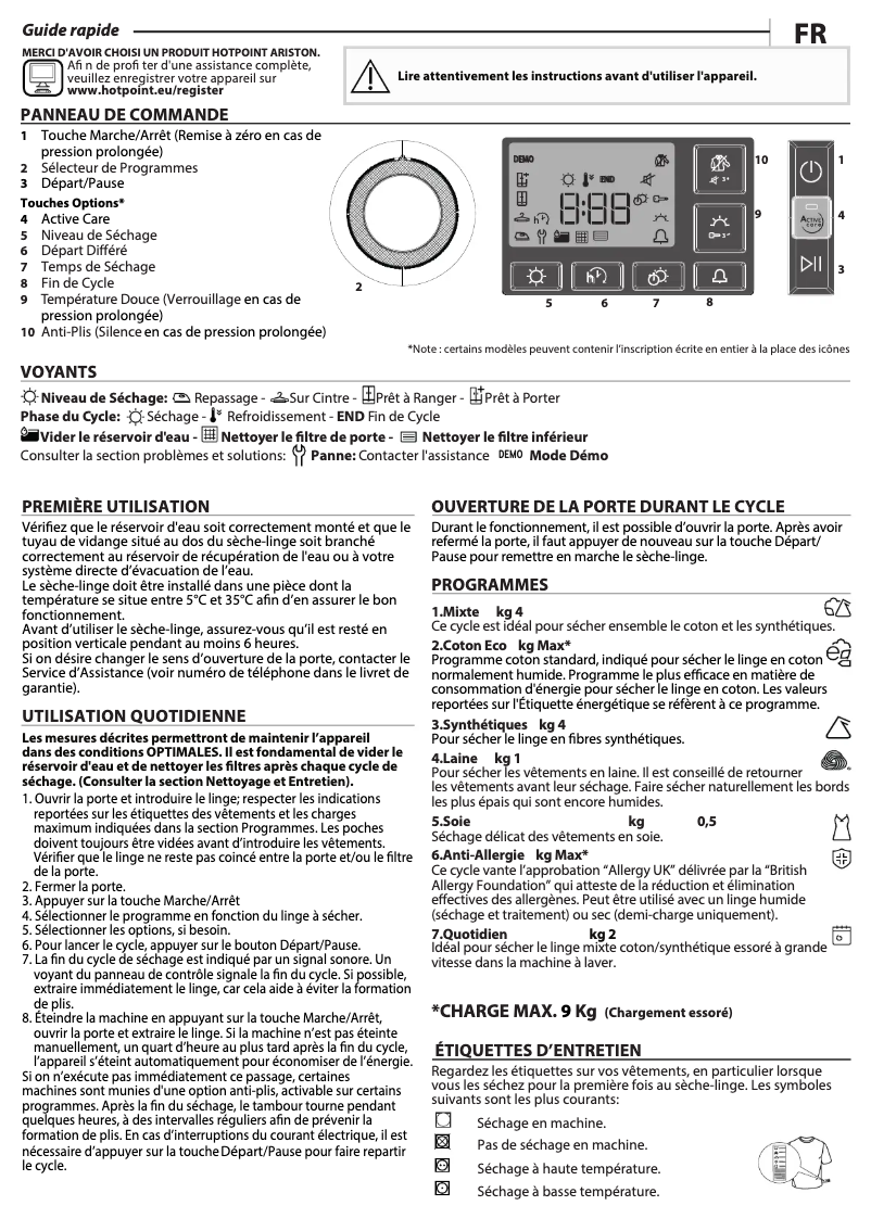 Page n°1 - Manuel utilisateur Hotpoint NT M11 92SK FR