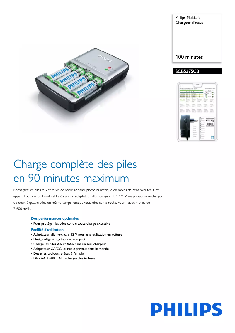 Page n°1 - Fiche technique Philips MultiLife SCB5375CB