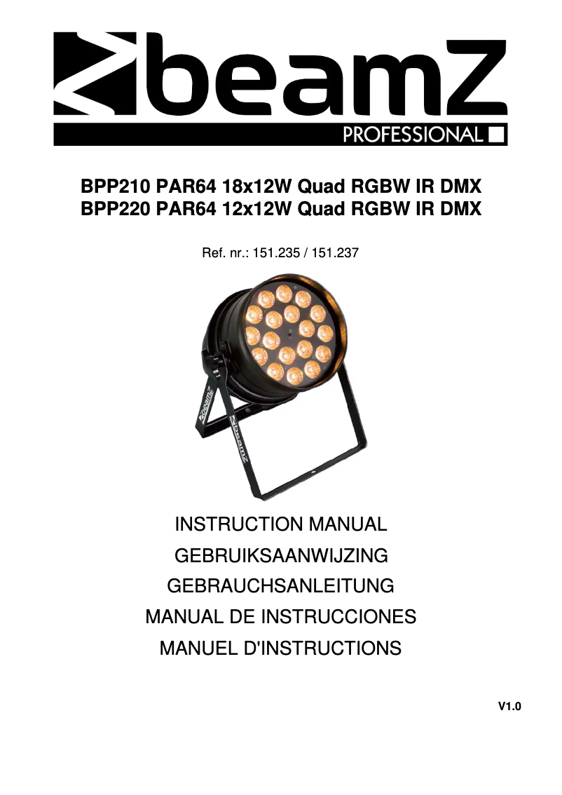 Page n°1 - Manuel utilisateur BeamZ BPP220 151.237