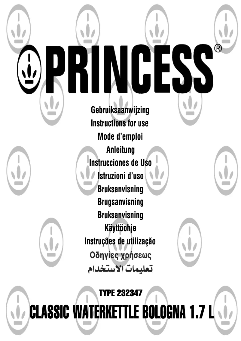 Page n°1 - Manuel utilisateur Princess 232347 Classic Bologna 1.7L