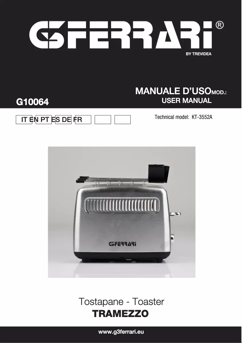 Image de la première page du manuel de l'appareil Tramezzo G10064