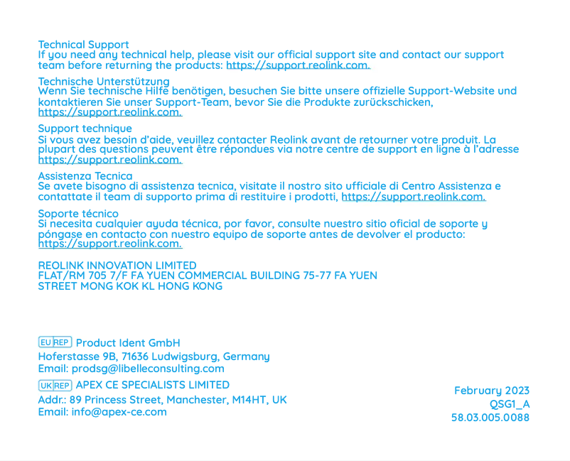 Page 1 de la notice Guide de démarrage rapide Reolink Argus Eco