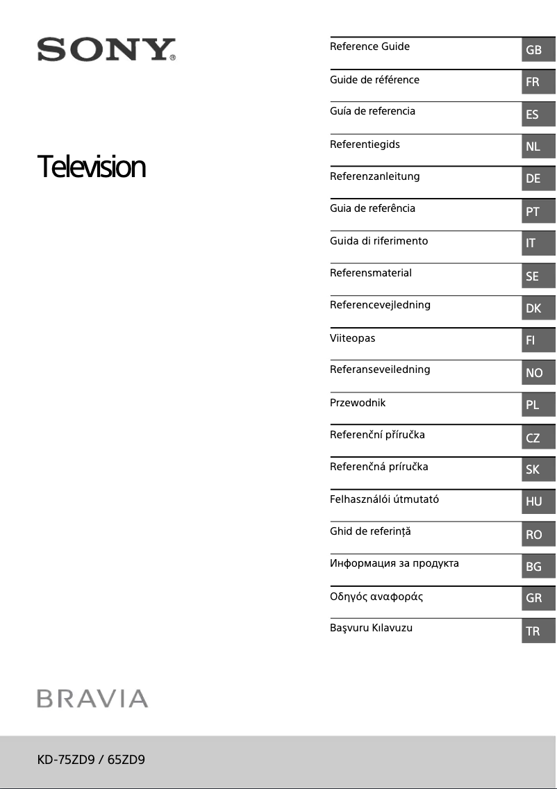 Image de la première page du manuel de l'appareil Bravia KD-75ZD9