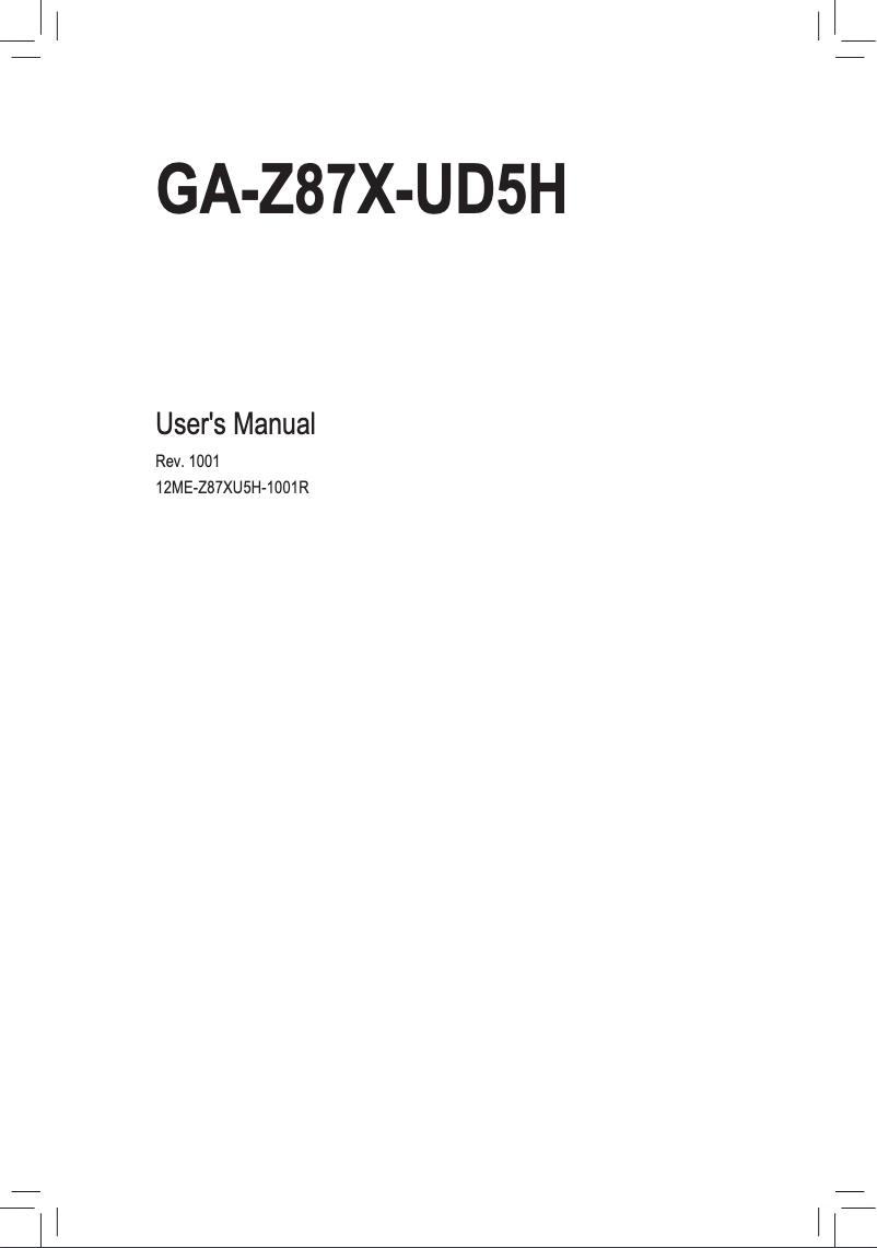 Page n°1 - Manuel utilisateur Gigabyte GA-Z87X-UD5H