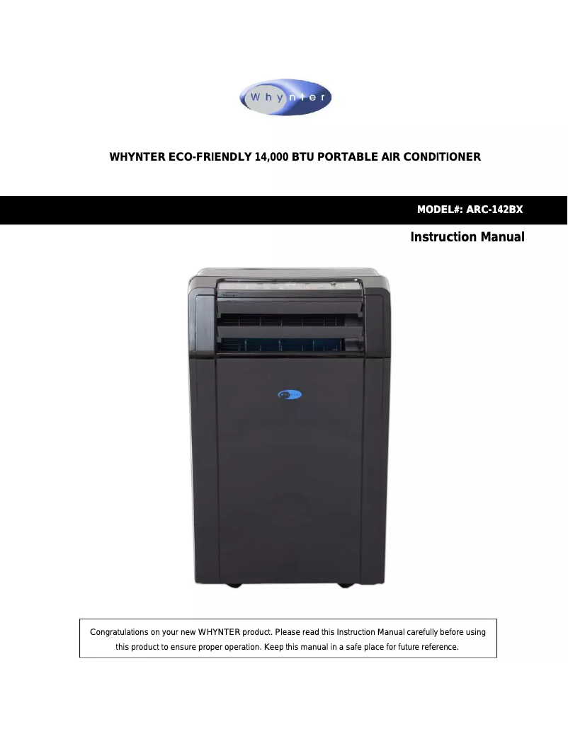 Page 1 of the manual User Manual Whynter ARC-142BX