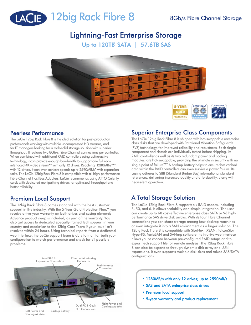 Página 1 del manual Ficha técnica LaCie 12big Rack Fibre 8