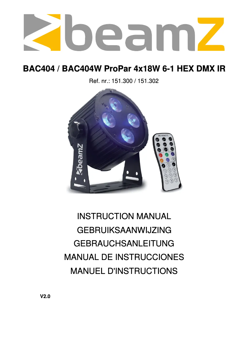Imagen de la primera página del manual del dispositivo BAC404W 151.302