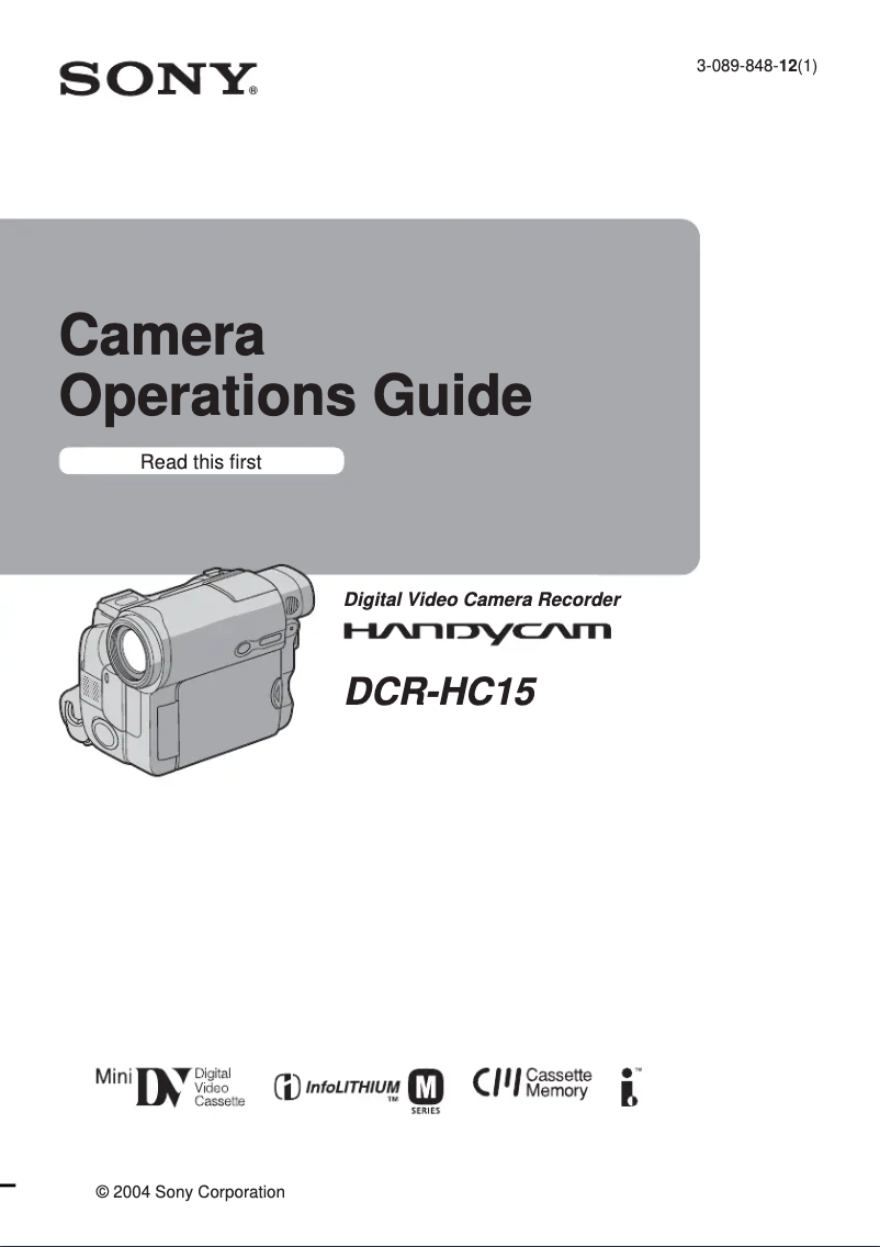 Page 1 de la notice Manuel utilisateur Sony DCR-HC15