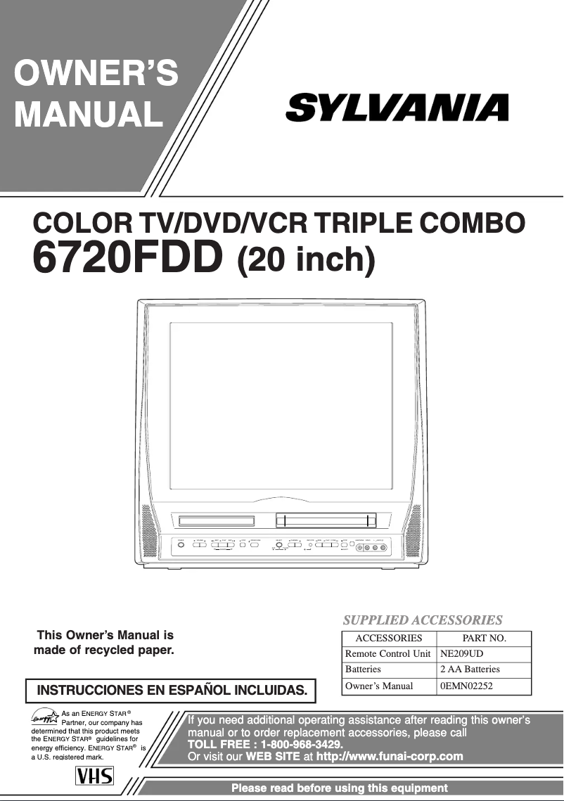 Page n°1 - Manuel utilisateur Sylvania 6720FDD