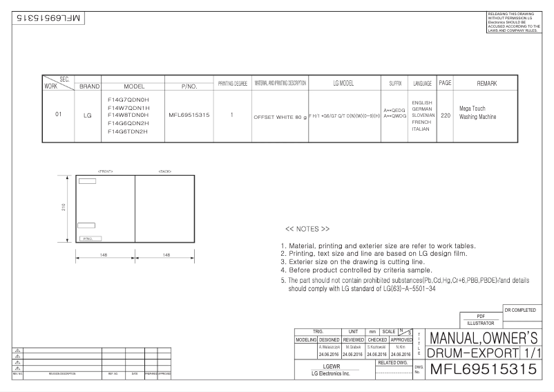 Page n°1 - Manuel utilisateur LG F14G6TDN2H
