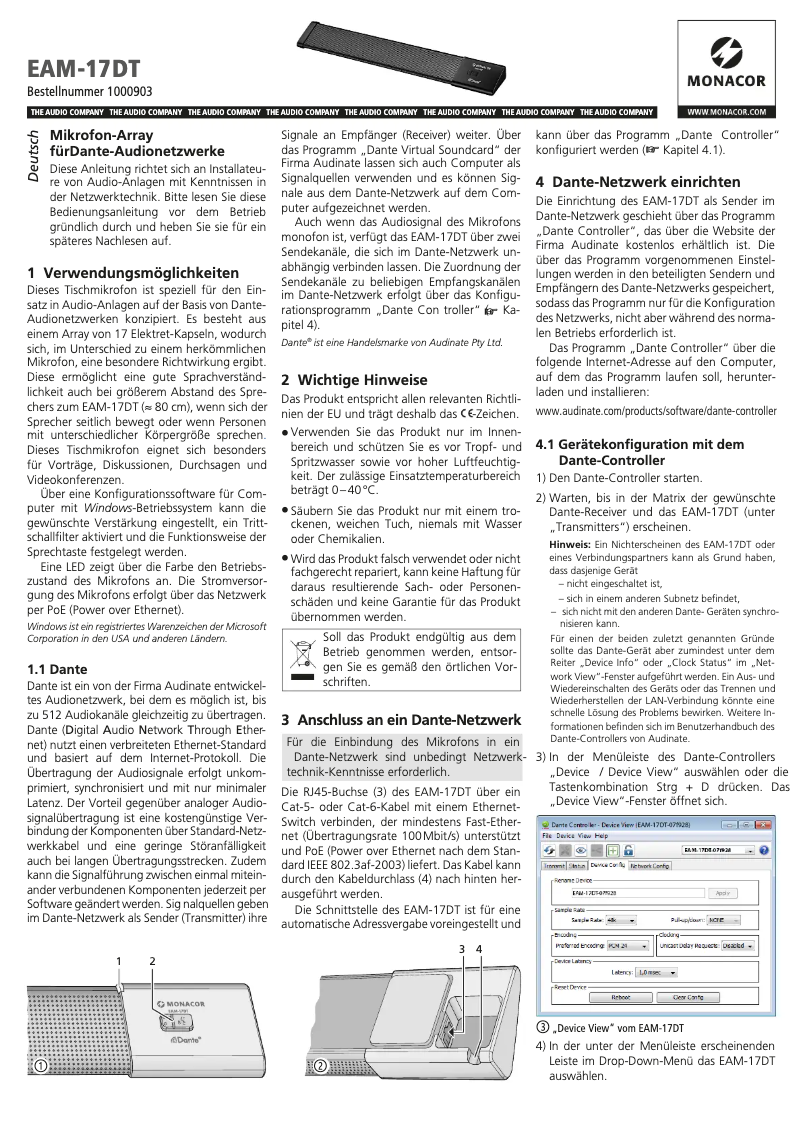Page 1 de la notice Manuel utilisateur Monacor EAM-17DT