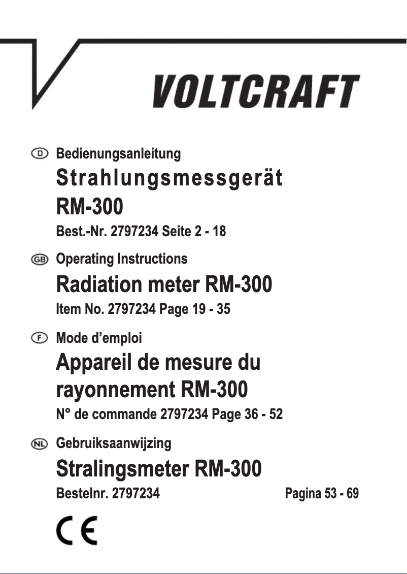 Page 1 de la notice Manuel utilisateur Voltcraft RM-300