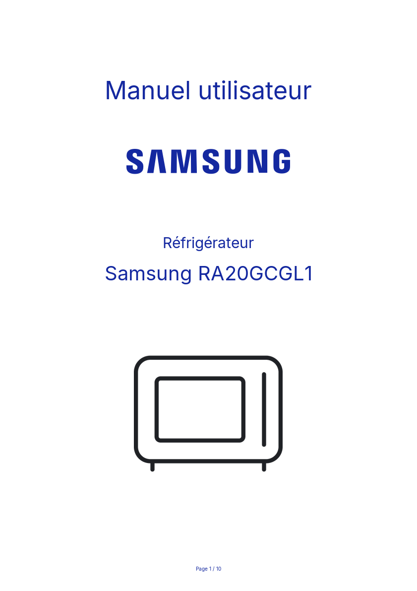 Image de la première page du manuel de l'appareil RA20GCGL1
