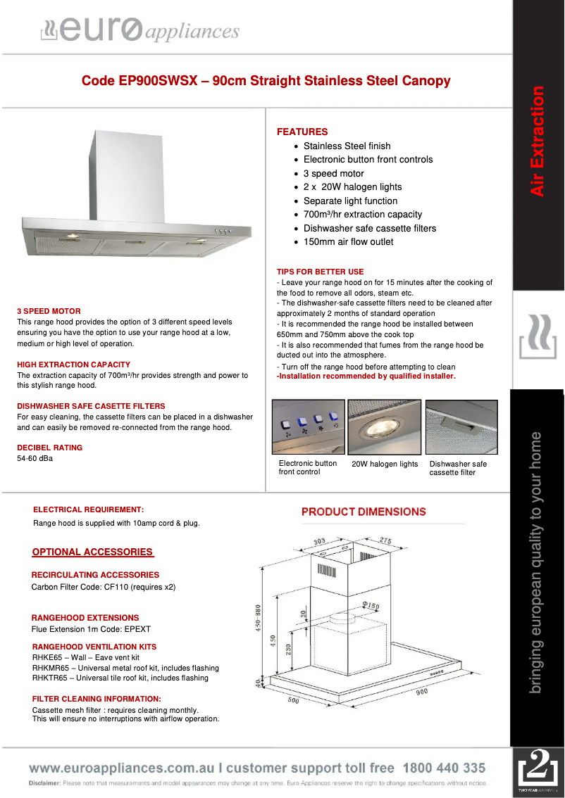 Image de la première page du manuel de l'appareil EP900SWSX