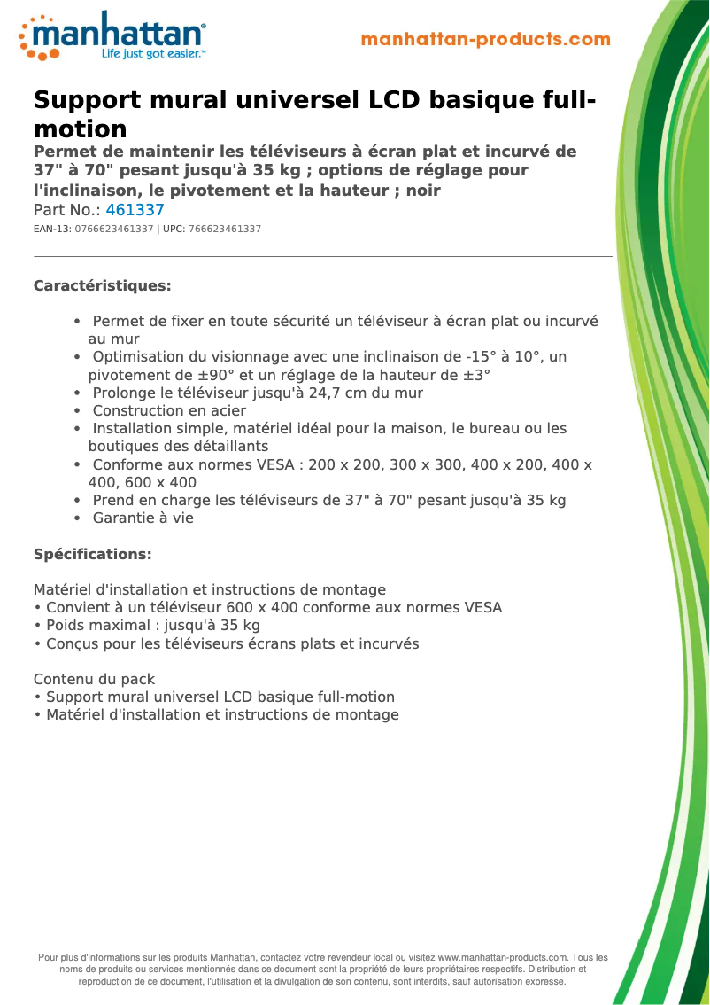 Page n°1 - Fiche technique Manhattan 461337