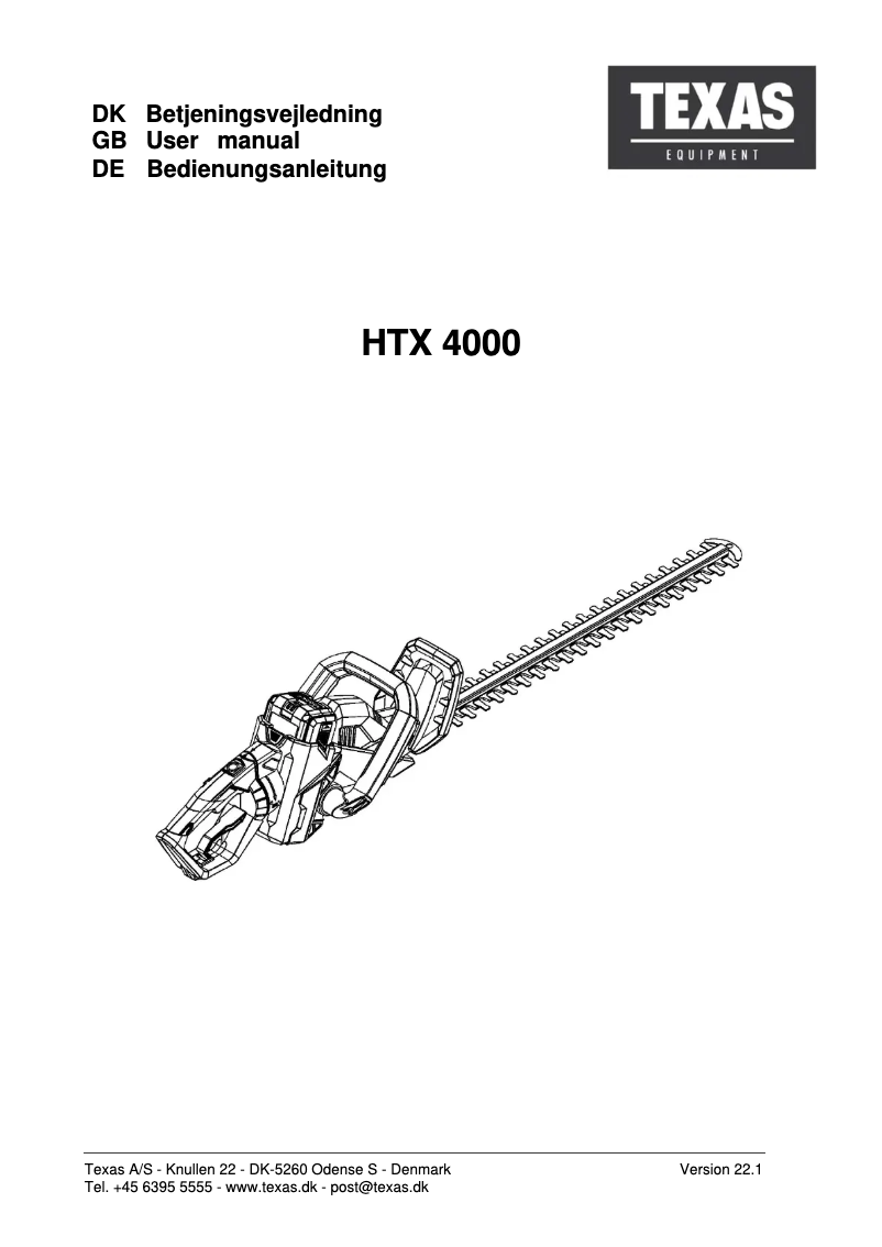 Page 1 de la notice Manuel utilisateur Texas HTX4000