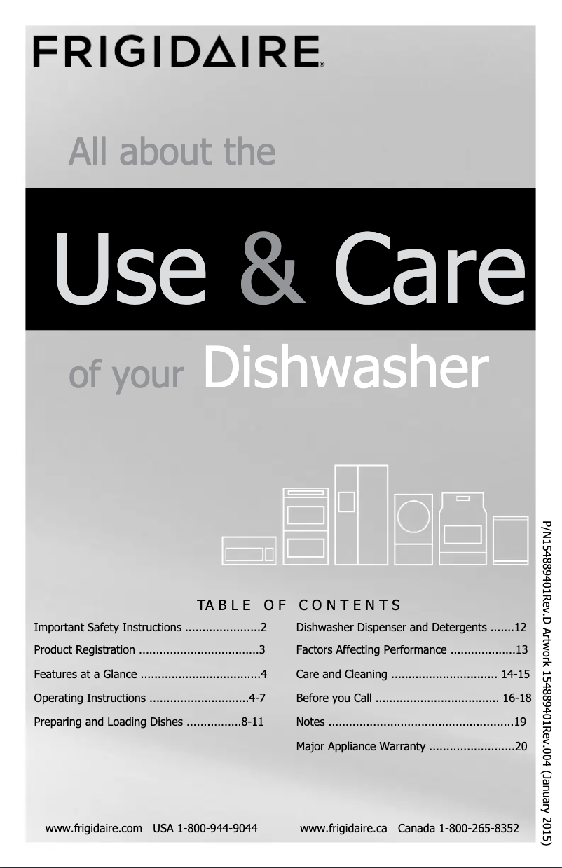 Page 1 de la notice Manuel utilisateur Frigidaire Gallery 24''