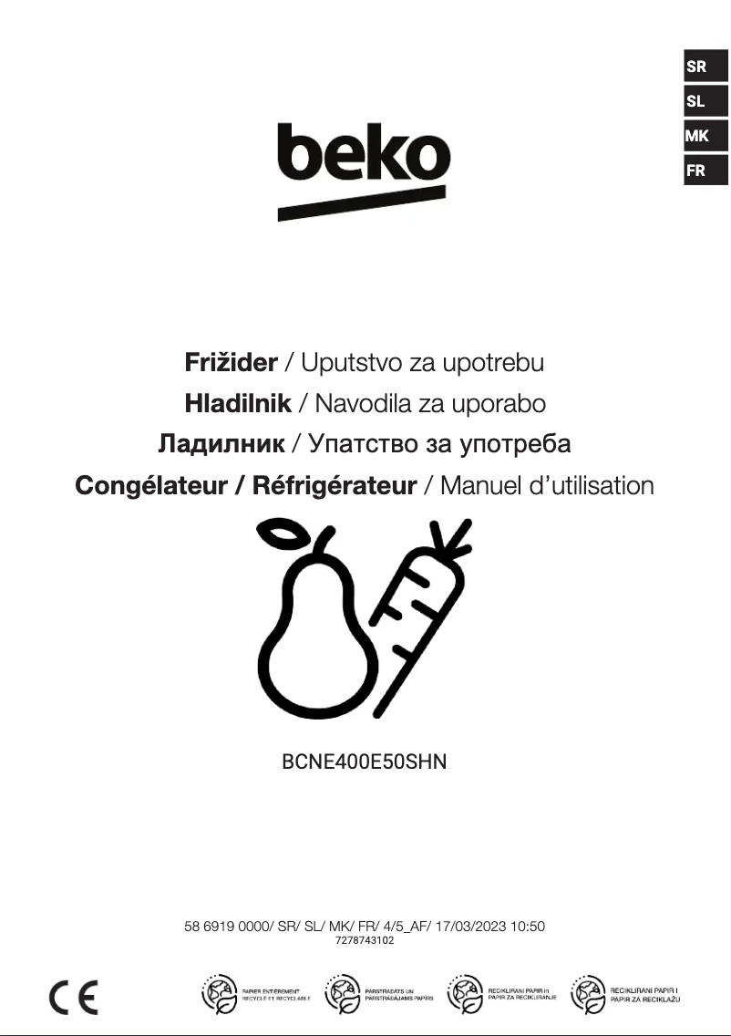 Image de la première page du manuel de l'appareil BCNE400E50SHN