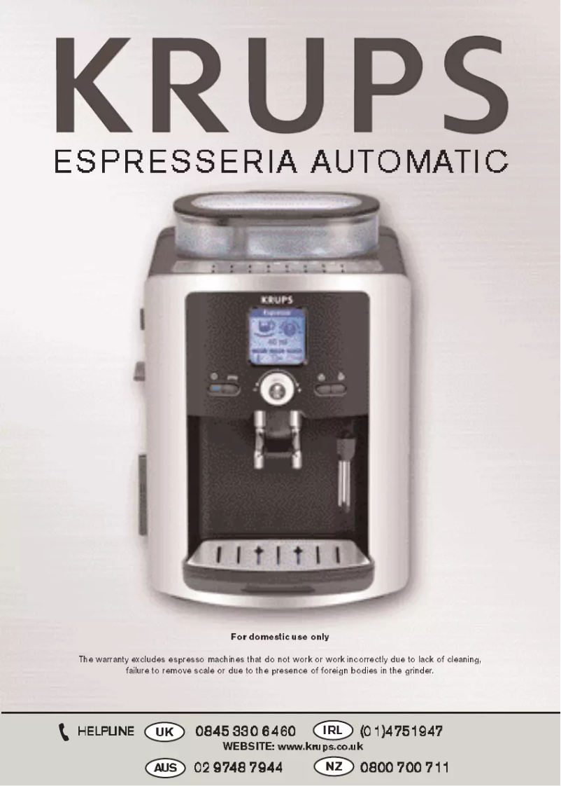 Image de la première page du manuel de l'appareil Espresseria Automatic XP7240