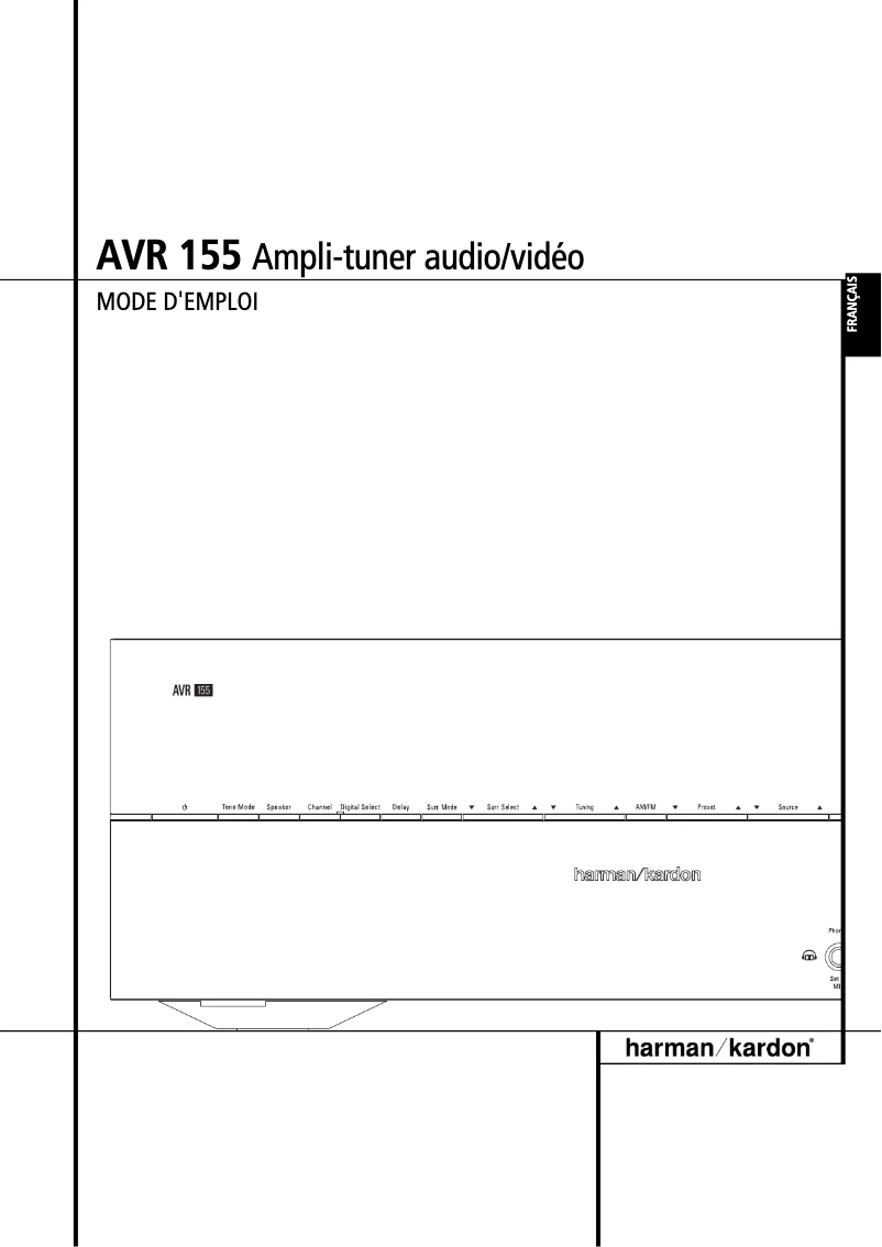 Page 1 de la notice Manuel utilisateur Harman Kardon AVR 155