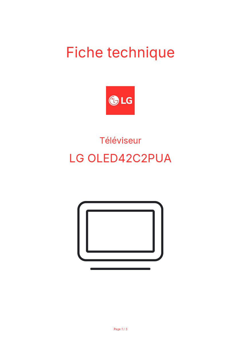 Page n°1 - Fiche technique LG OLED42C2PUA