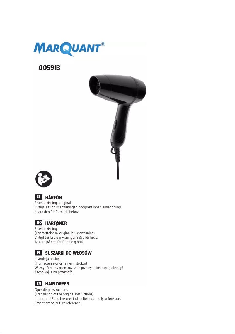 Page 1 de la notice Manuel utilisateur Marquant 005-913