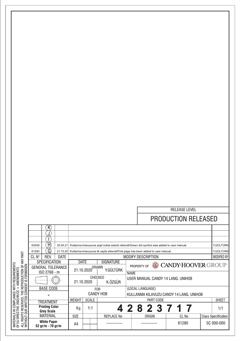Image de la première page du manuel de l'appareil CHW7AV4WGT