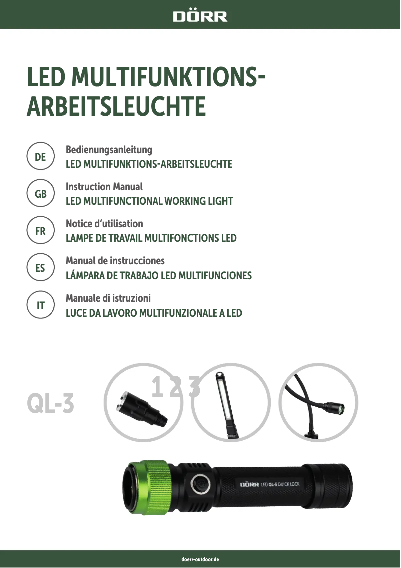 Page 1 de la notice Manuel utilisateur Dörr QL-3