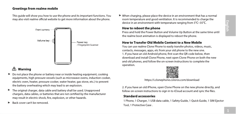 Page 1 de la notice Manuel utilisateur Realme 7 5G