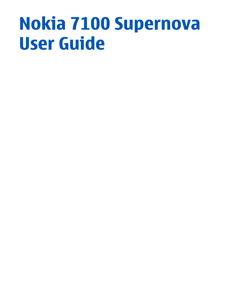 Page 1 de la notice Manuel utilisateur Nokia 7100 Supernova
